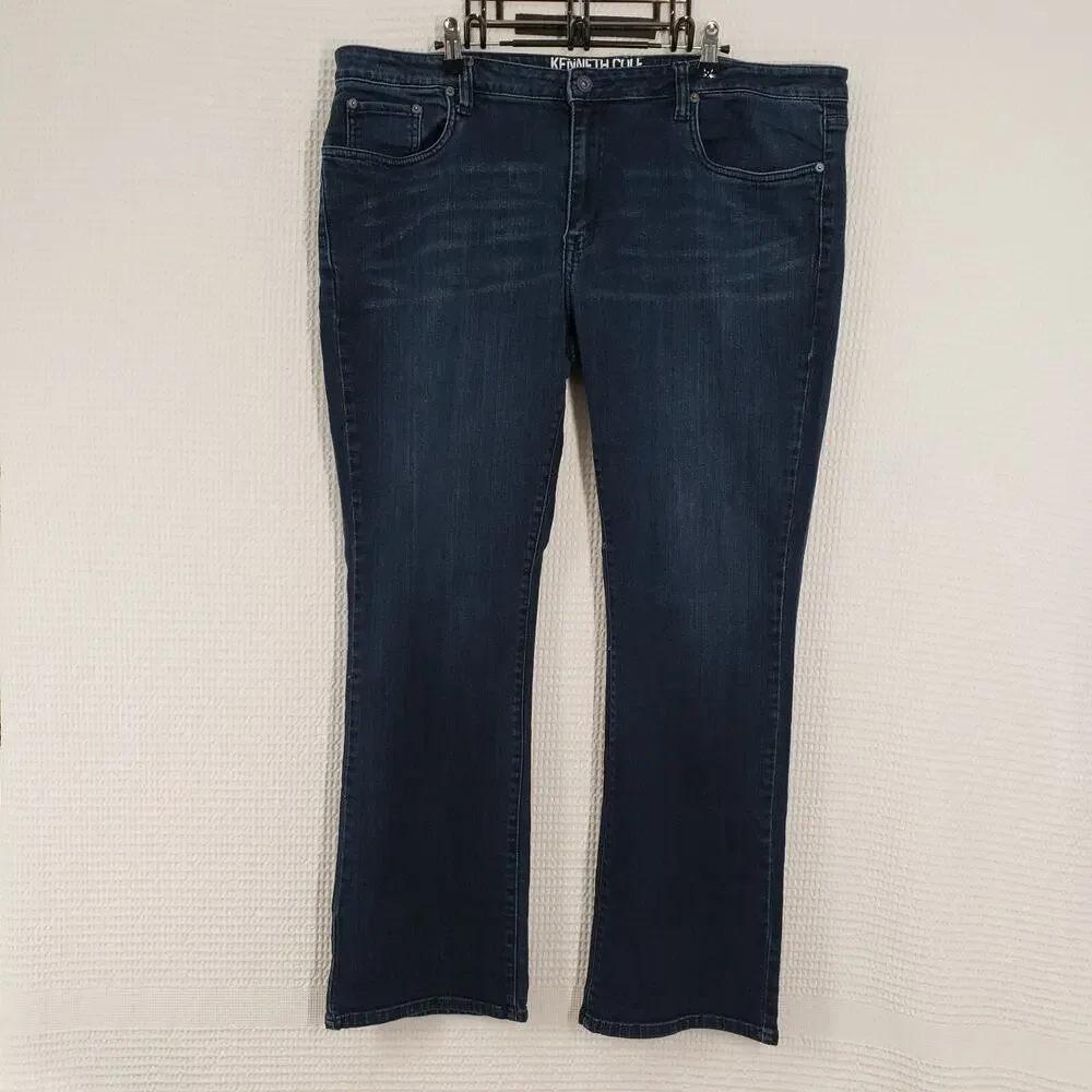 Kenneth Cole Reaction Jeans Mens 38x32 Blue Dark Wash Denim Boot Cut Casual